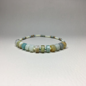 Bracelets | Natural Stone | Heishi Flower Amazonite | Glass Beads | Blue | Green | Seafoam | Orange | Copper | Cream | Handmade | Beaded