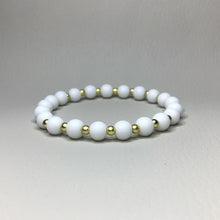 Load image into Gallery viewer, Bracelets | Natural Stone | Matte White Howlite | Gold | Beaded Bracelet | Handmade | Stretch Bracelets