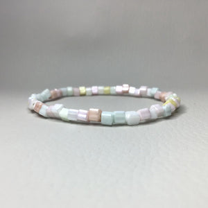 Bracelets | By Color | Pastel Glass Beaded Bracelet | glass seed bead | ice cream colors | square | Handmade | Beaded Bracelets