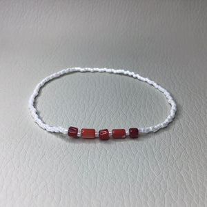 Bracelets | Natural Shell | Red Natural Shell | Delicate Seed Beads | White | Handmade | Beaded Bracelets