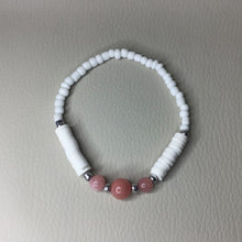 Load image into Gallery viewer, Bracelets | Natural Stone | Peachy Orange Stone Beads | White Clay Heishi Beaded Bracelet | Glass Seed Beads | Handmade | Beaded Bracelets