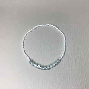 Bracelets | Natural Shell | Light Blue Grey | Natural Shell | Beaded Bracelets | Delicate Seed Beads | White | Handmade | Stretch Bracelets