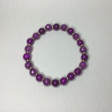 Load image into Gallery viewer, Bracelets | Natural Stone | Purple Sugilite | Strawberry Quartz | Faceted | Beaded | Purple | Pink | Gold | Handmade | Stretch Bracelets