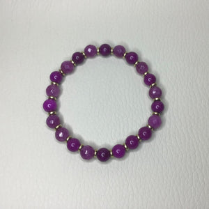 Bracelets | Natural Stone | Purple Sugilite | Strawberry Quartz | Faceted | Beaded | Purple | Pink | Gold | Handmade | Stretch Bracelets