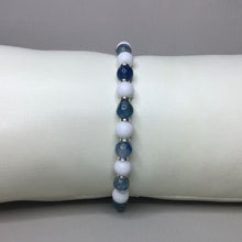 Load image into Gallery viewer, Bracelets | Natural Stone | Blue Dragons Vein Agate | White Howlite | Beaded Bracelets | Bright Silver | Handmade | Stretch Bracelets
