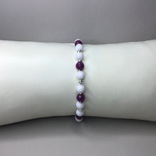 Load image into Gallery viewer, Bracelets | Natural Stone | Strawberry Quartz | White Howlite | Stretch | Pink | Purple | Sterling Silver | Handmade | Beaded Bracelet
