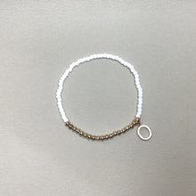 Load image into Gallery viewer, Bracelets | Metal | Rose Gold Brass Beads | White Glass Seed Beads | Charm | Rhinestone | Oval | Handmade | Beaded Bracelets