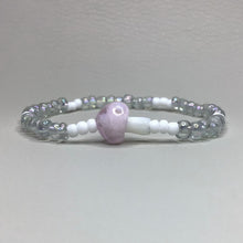 Load image into Gallery viewer, Bracelets | Charms | Pink Glass Mushroom | Iridescent Glass Beads | White Seed Beads | Handmade | Beaded Bracelets | Stretch Bracelet