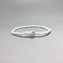 Load image into Gallery viewer, Bracelets | Charms | Light Pink Glass Mushroom | White Seed Beads | Handmade | Beaded Bracelets | Stretch Bracelet