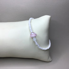 Load image into Gallery viewer, Bracelets | Charms | Light Pink Glass Mushroom | White Seed Beads | Handmade | Beaded Bracelets | Stretch Bracelet