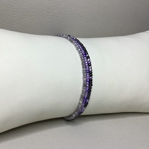 Bracelets | Seed Bead Stacks | Glass Seed Bead Bracelets | Purple | Silver | Handmade | Beaded Bracelets