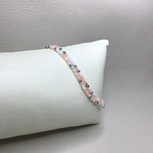 Load image into Gallery viewer, Bracelets | Seed Bead Stacks | Glass Seed Bead Bracelets | Peach | White | Silver | Handmade | Beaded Bracelets