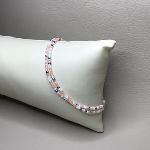 Bracelets | Seed Bead Stacks | Glass Seed Bead Bracelets | Peach | White | Silver | Handmade | Beaded Bracelets