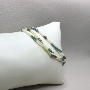 Bracelets | Seed Bead Stacks | Glass Seed Bead Bracelets | Ivory | Seafoam Green | Copper | Handmade | Beaded Bracelets