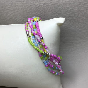 Bracelets | Seed Bead Stacks | Glass Seed Bead Bracelets | Pink | Blue | Yellow | Green | Handmade | Beaded Bracelets