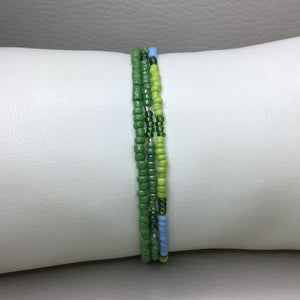 Bracelets | Seed Bead Stacks | Glass Seed Bead Bracelets | Blue | Green | Handmade | Beaded Bracelets
