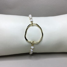 Load image into Gallery viewer, Bracelets | Natural Stone | White Gold Mashan Jade | Satin Adjustable Cord Strap | Large Irregular Circle | Handmade | Beaded Bracelets