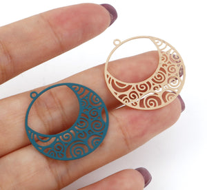 10pcs - 27x25mm, iron alloy, filigree, laser cut, thin, pendant, charm, earring, necklace, jewelry making, craft, hollow, diy