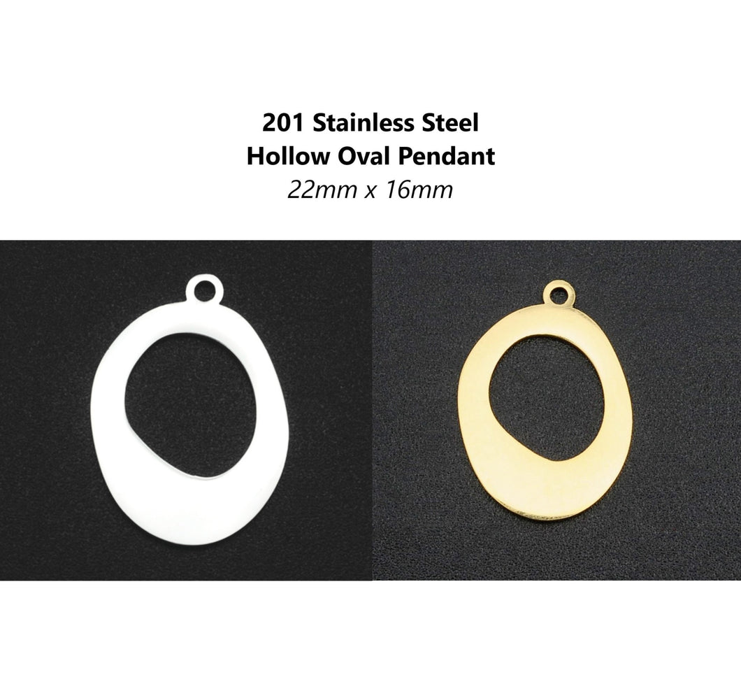 4pcs - 22x16mm, 201 stainless steel, pendant, charm, oval, earring, necklace, jewelry making, craft, hollow, diy