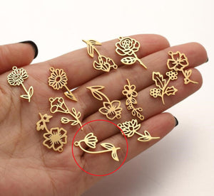 4pcs - 22x13mm, stainless steel, pendant, charm, flower, snowdrop, earring, necklace, finding, jewelry making, DIY, craft