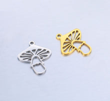 Load image into Gallery viewer, 4pcs - 17x14mm, stainless steel, mushroom, laser cut, pendant, charm, earring, necklace, finding, jewelry making, DIY, craft