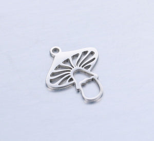 4pcs - 17x14mm, stainless steel, mushroom, laser cut, pendant, charm, earring, necklace, finding, jewelry making, DIY, craft