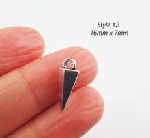 Load image into Gallery viewer, 20pcs - 11mm, 14mm, metal spike, silver, gunmetal, cone, solid, heavy, drop, dangle, pendant, earring, component, charm, jewelry, DIY,