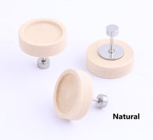 Load image into Gallery viewer, 10pcs - 12mm, wood earring blank, stainless steel post, cabochon, screw on back, earring, loop, connector