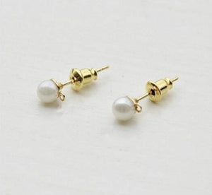 10pcs - 5mm, imitation pearl, stainless steel pin, earring ball post, loop, connector, component, jewelry, DIY