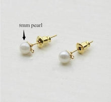 Load image into Gallery viewer, 10pcs - 5mm, imitation pearl, stainless steel pin, earring ball post, loop, connector, component, jewelry, DIY