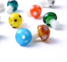 Load image into Gallery viewer, 10pcs - 10x13mm, glass, lampwork, mushroom, bead, variety pack, pendant, charm, earring, necklace, finding, jewelry making, DIY, craft