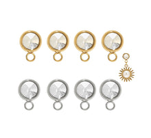 Load image into Gallery viewer, 4pcs - 7mm, stainless steel, crystal, posts, open loop, zirconia, round, circle, earring, charm, jewelry making, findings