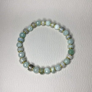 Bracelets | Natural Stone | Burmese Jade | Flower Amazonite | Heishi beads | green | seafoam | natural | gold | handmade | Beaded Bracelets