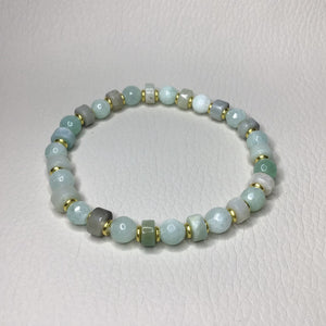 Bracelets | Natural Stone | Burmese Jade | Flower Amazonite | Heishi beads | green | seafoam | natural | gold | handmade | Beaded Bracelets