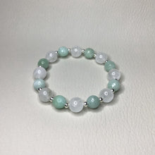 Load image into Gallery viewer, Bracelets | Natural Stone | Burmese Jade | Clear Quartz | blue | green | seafoam | clear | sterling silver | handmade | Beaded Bracelet