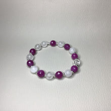 Load image into Gallery viewer, Bracelets | Natural Stone | Strawberry | Clear Quartz | purple | pink | faceted | sterling silver spacer beads | handmade | Beaded Bracelets