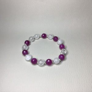 Bracelets | Natural Stone | Strawberry | Clear Quartz | purple | pink | faceted | sterling silver spacer beads | handmade | Beaded Bracelets