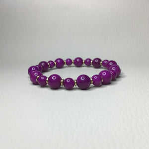 Bracelets | Natural Stone | Purple Sugilite Beaded Bracelet | purple | light gold spacer beads | handmade | Beaded Bracelets
