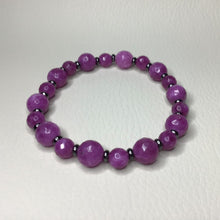 Load image into Gallery viewer, Bracelets | Natural Stone | Strawberry Quartz Beaded Bracelet | purple | pink | faceted | clear | gunmetal | handmade | Beaded Bracelets