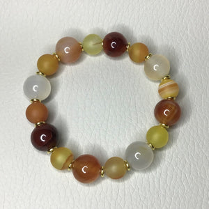 Bracelets | Natural Stone | Striped Agate | Beaded Bracelets | yellow | orange | gold | handmade | Stretch Bracelets
