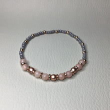 Load image into Gallery viewer, Bracelets | Natural Stone | Pink Jade, Rose Gold and Gray Beaded Bracelet | pink | gray | grey | rose gold | Handmade | Beaded Bracelets