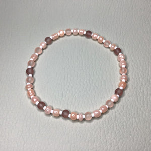 Bracelets | By Color | Blush, Tangerine and White Beaded Bracelet | glass seed bead | translucent | Handmade | Beaded Bracelets