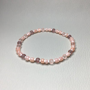 Bracelets | By Color | Blush, Tangerine and White Beaded Bracelet | glass seed bead | translucent | Handmade | Beaded Bracelets