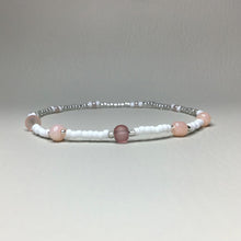 Load image into Gallery viewer, Bracelets | By Color | Blush, Tangerine, Silver and White Beaded Bracelet | glass seed bead | translucent | Handmade | Beaded Bracelets