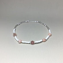 Load image into Gallery viewer, Bracelets | By Color | Blush, Tangerine, Silver and White Beaded Bracelet | glass seed bead | translucent | Handmade | Beaded Bracelets