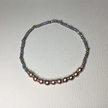 Load image into Gallery viewer, Bracelets | Metal | Rose Gold, Silver and Gray Beaded Bracelet | pink | gray | grey | rose gold | Handmade | Beaded Bracelets