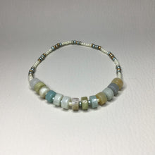 Load image into Gallery viewer, Bracelets | Natural Stone | Heishi Flower Amazonite | Glass Beads | Blue | Green | Seafoam | Orange | Copper | Cream | Handmade | Beaded