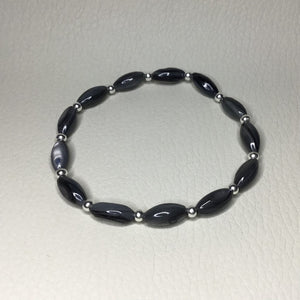 Bracelets | Natural Shell | Gray Shell and Sterling Silver Beaded Bracelet | Handmade | Beaded Bracelets