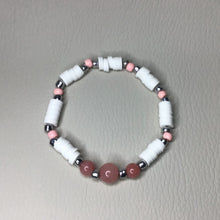 Load image into Gallery viewer, Bracelets | Natural Stone | Peachy Orange Stone | White Clay Heishi Beaded Bracelet | Handmade | Beaded Bracelets