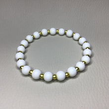 Load image into Gallery viewer, Bracelets | Natural Stone | Matte White Howlite | Gold | Beaded Bracelet | Handmade | Stretch Bracelets